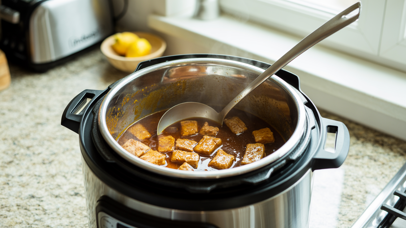 Tempeh Simmering in Instant Pot